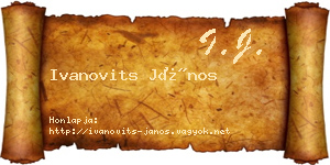 Ivanovits János névjegykártya